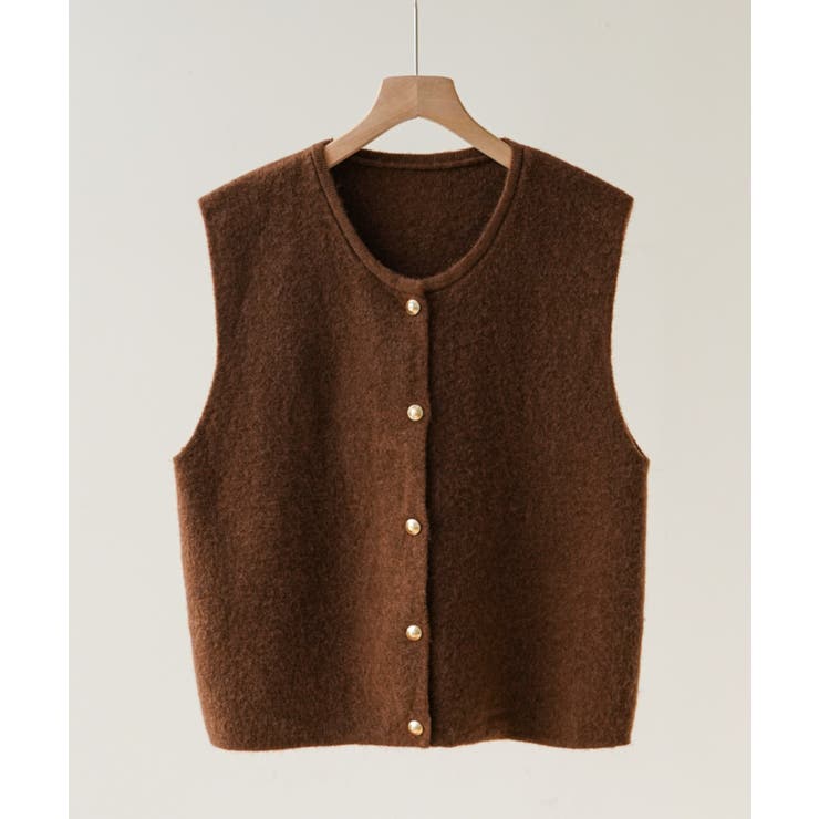 柔らかな生地でフレンチカジュアルを楽しめるノーカラーベスト トップス アウター | maison de LATIR | 詳細画像38 