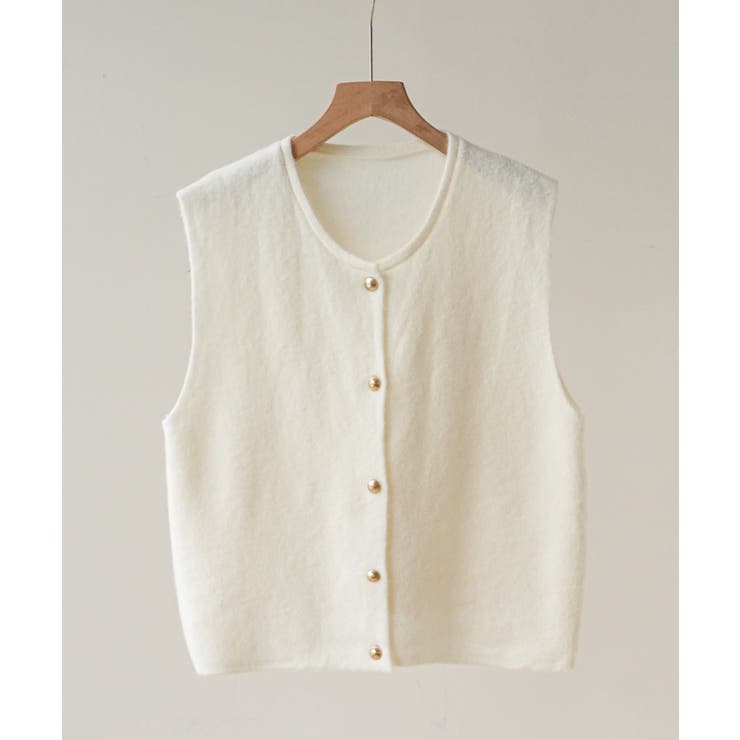 柔らかな生地でフレンチカジュアルを楽しめるノーカラーベスト トップス アウター | maison de LATIR | 詳細画像47 