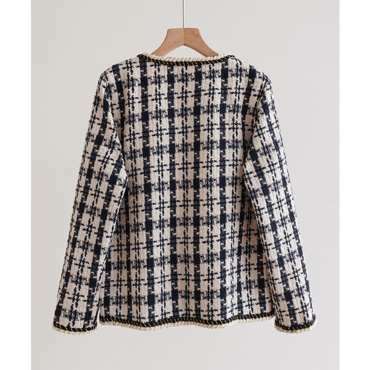 トレンドのレトロ感がおしゃれな千鳥柄ツィードノーカラージャケット 上品 大人 | maison de LATIR | 詳細画像23 