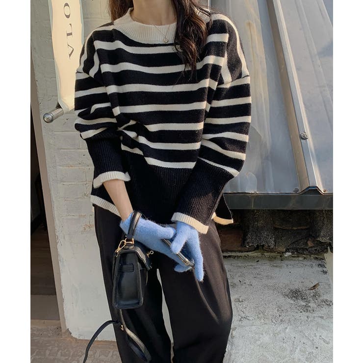 大人カジュアルなサイドスリットボーダーニット Aライン 体型カバー | maison de LATIR | 詳細画像11 