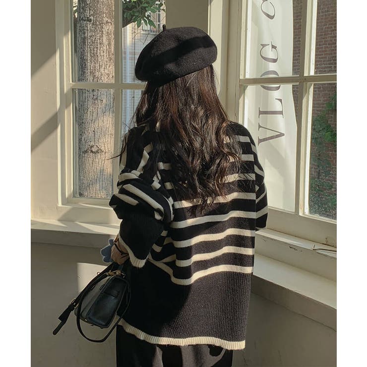 大人カジュアルなサイドスリットボーダーニット Aライン 体型カバー | maison de LATIR | 詳細画像12 