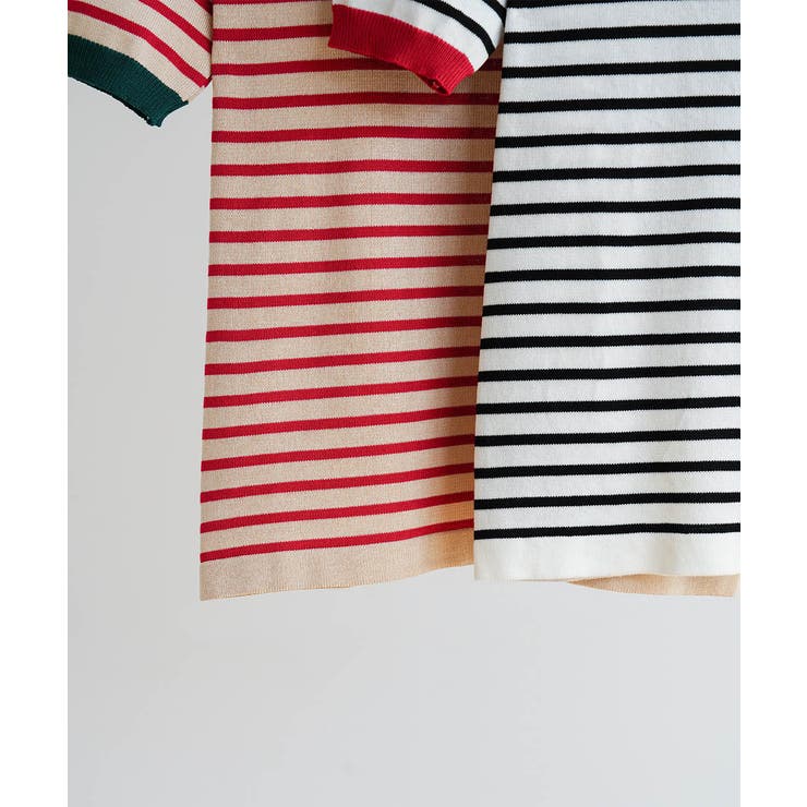 顔周りを明るく演出するバイカラーボーダーTシャツ 半袖 ストライプ | maison de LATIR | 詳細画像13 