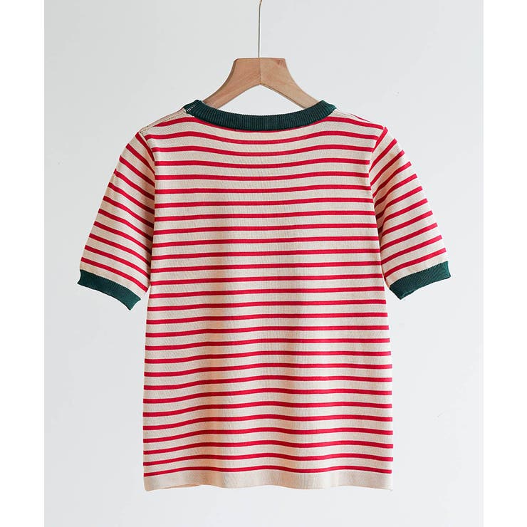 顔周りを明るく演出するバイカラーボーダーTシャツ 半袖 ストライプ | maison de LATIR | 詳細画像23 