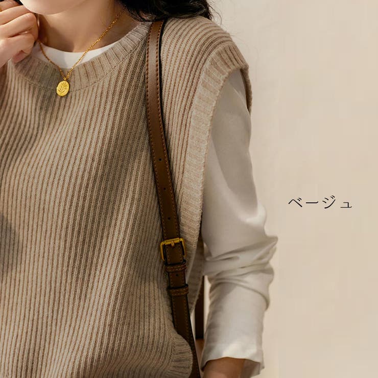 ロングシーズン活躍する人気のサイドボタンニットベスト リブニット プルオーバー | maison de LATIR | 詳細画像16 