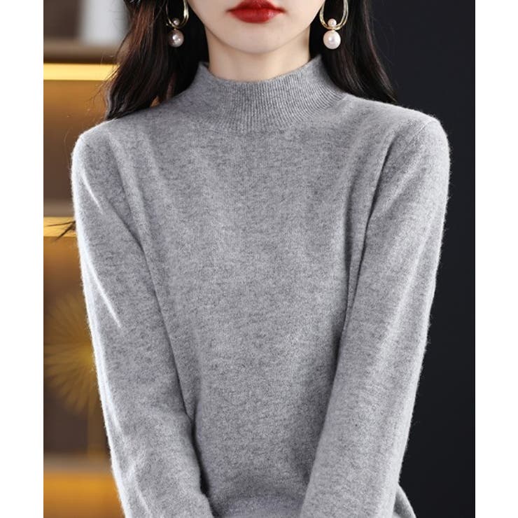 グレー | 1枚は持っていたいベーシックなもちもちハイネックニット ニットプルオーバー 長袖… | maison de LATIR