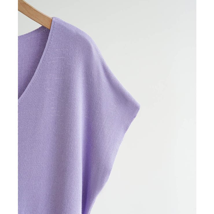 《7色展開》イージーケア上品見えVネックフレンチスリーブ夏服半袖サマーニット き… | maison de LATIR | 詳細画像84 
