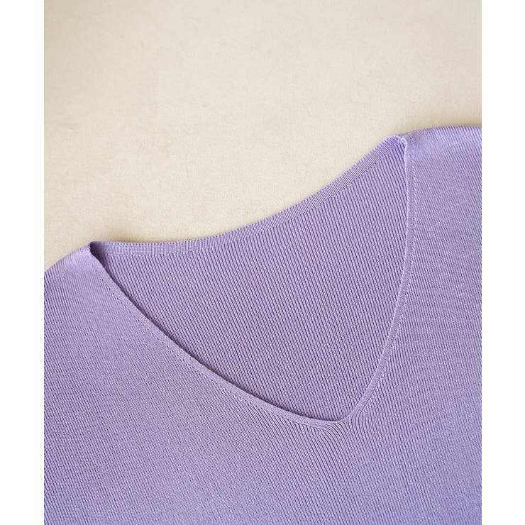 《7色展開》イージーケア上品見えVネックフレンチスリーブ夏服半袖サマーニット き… | maison de LATIR | 詳細画像86 