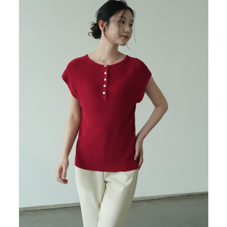 サマーニット モックネック 半袖サマーニット | maison de LATIR | 詳細画像12 