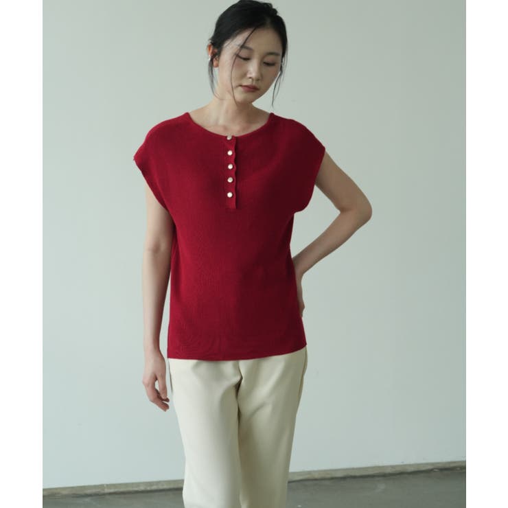 サマーニット モックネック 半袖サマーニット | maison de LATIR | 詳細画像8 