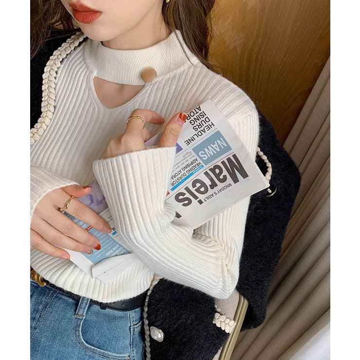 さりげない肌見せと上品さもあるデザインニット トップス プルオーバー | maison de LATIR | 詳細画像9 