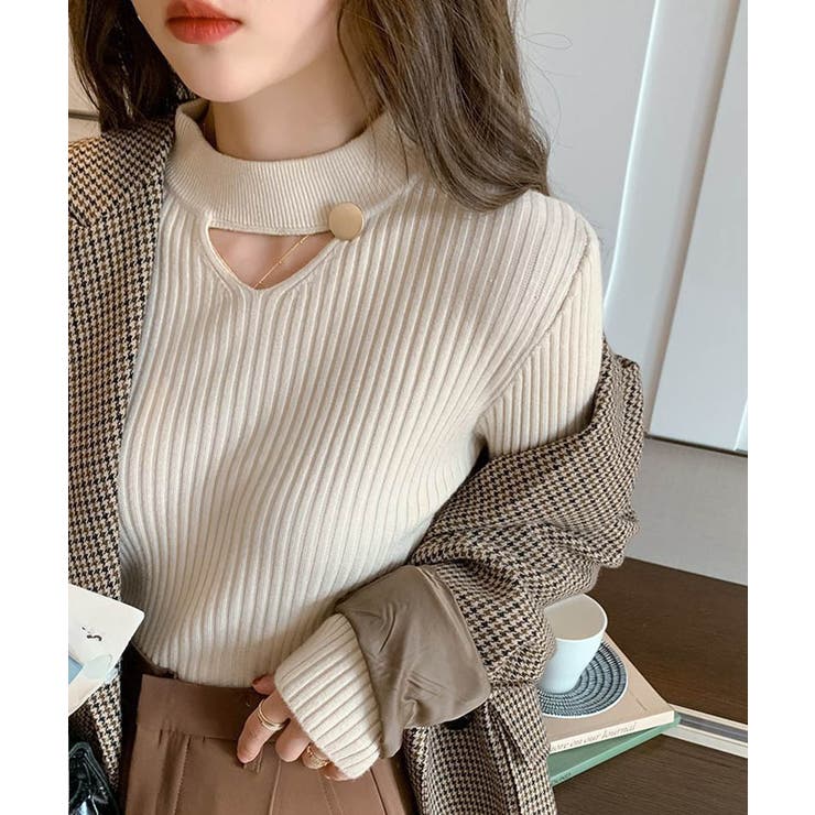 さりげない肌見せと上品さもあるデザインニット トップス プルオーバー | maison de LATIR | 詳細画像5 