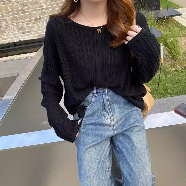 ブラック(Uネック) | Vネック ニット セーター | maison de LATIR