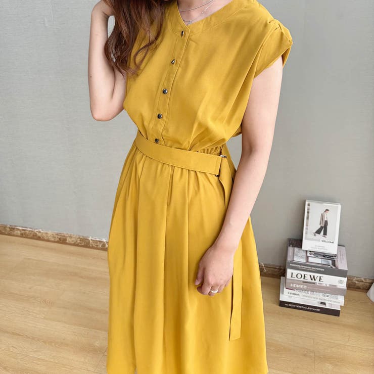 イエロー | ノースリーブ ワンピース 半袖 | maison de LATIR
