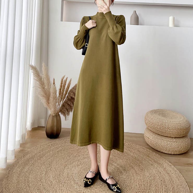 女性らしさを引き出すベルト付きのボリュームスリーブニットワンピース 長袖 ニット… | maison de LATIR | 詳細画像21 