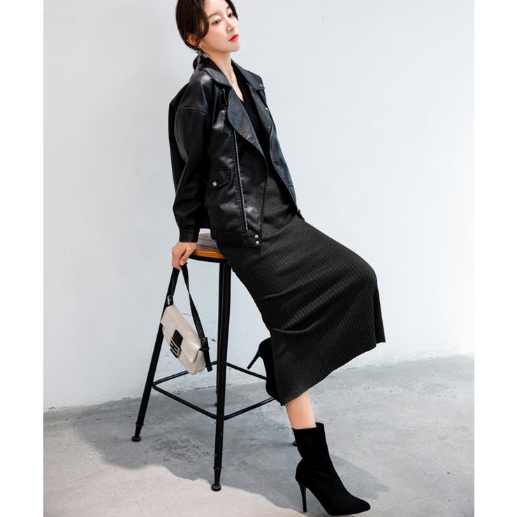 ハイウエスト上品リブニットスカート | maison de LATIR | 詳細画像11 