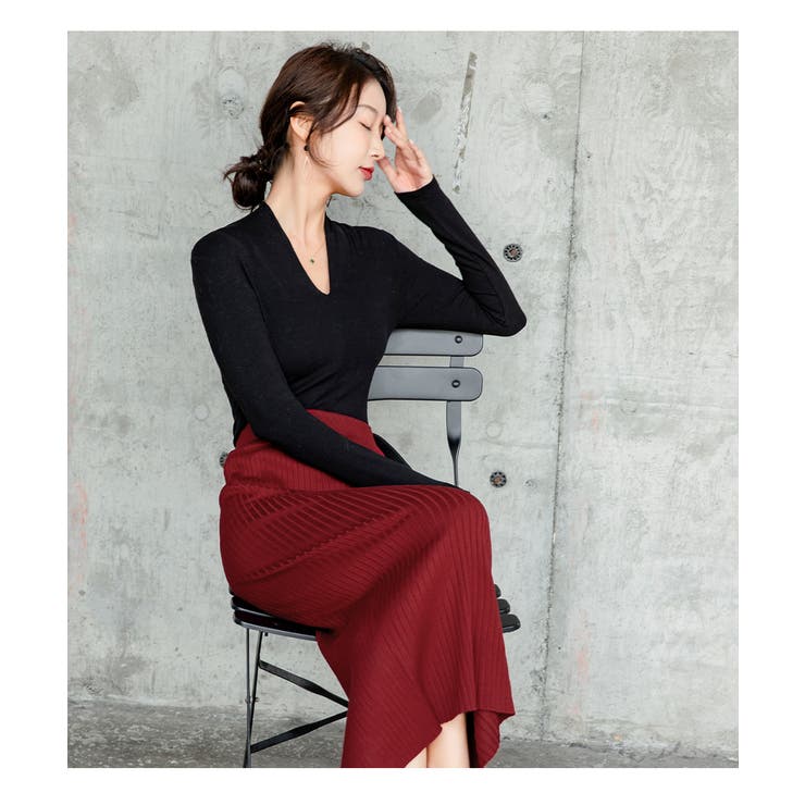 ハイウエスト上品リブニットスカート | maison de LATIR | 詳細画像12 