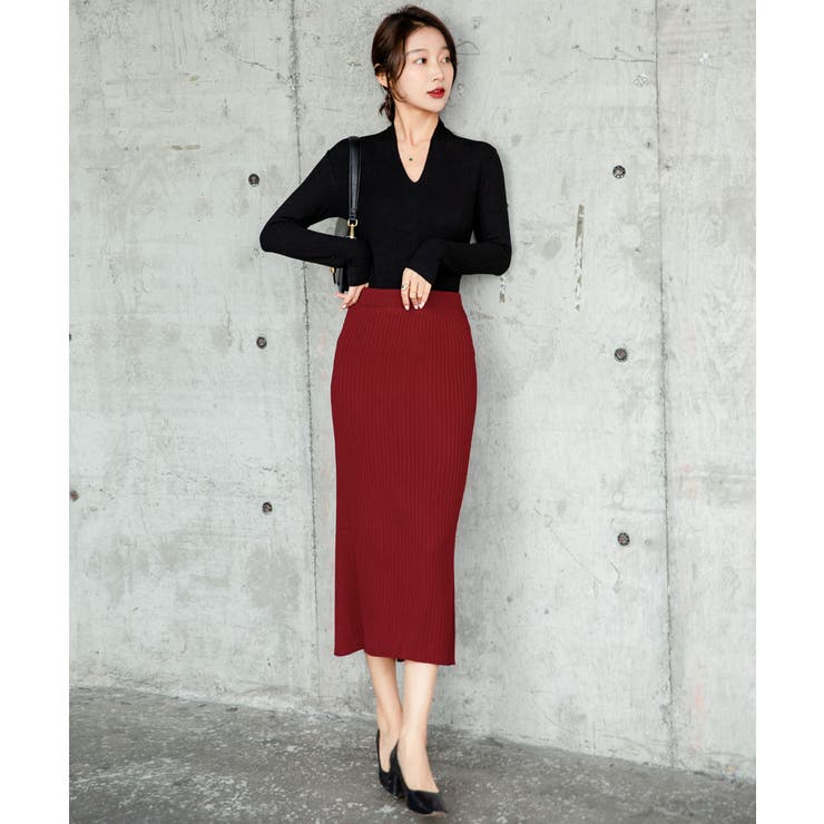 ハイウエスト上品リブニットスカート | maison de LATIR | 詳細画像13 