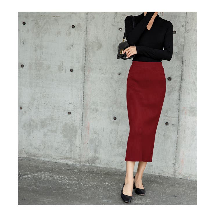 ハイウエスト上品リブニットスカート | maison de LATIR | 詳細画像14 