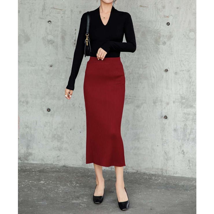 ハイウエスト上品リブニットスカート | maison de LATIR | 詳細画像15 