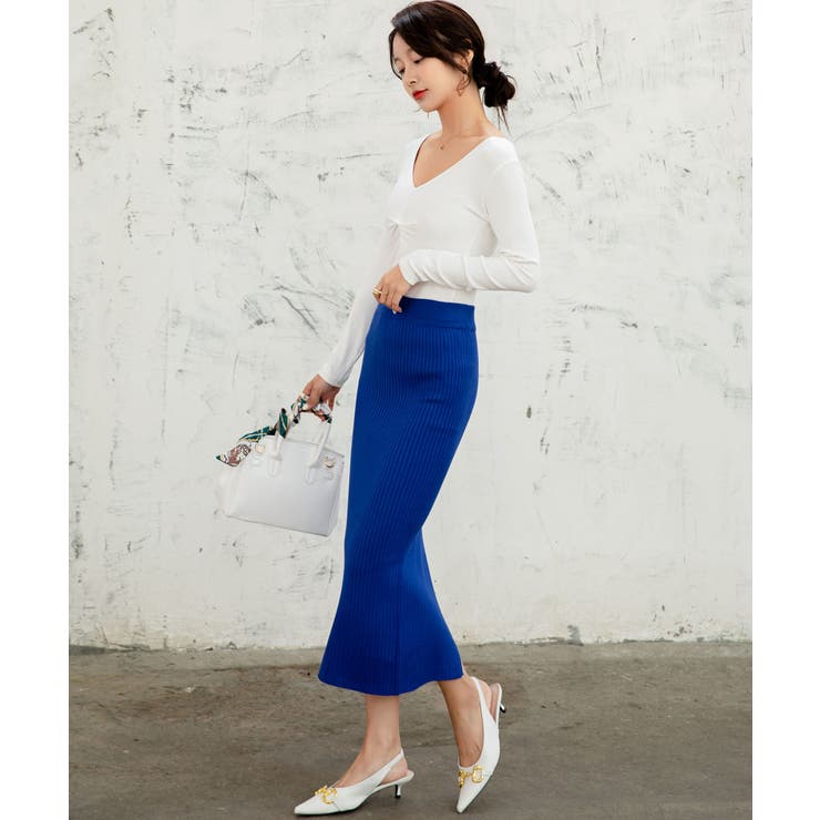 ハイウエスト上品リブニットスカート | maison de LATIR | 詳細画像20 