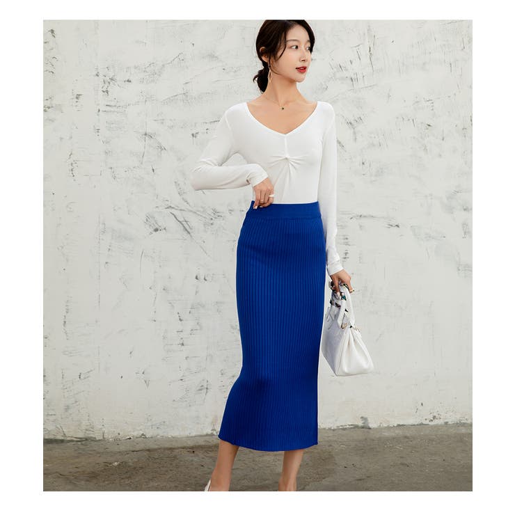 ハイウエスト上品リブニットスカート | maison de LATIR | 詳細画像21 