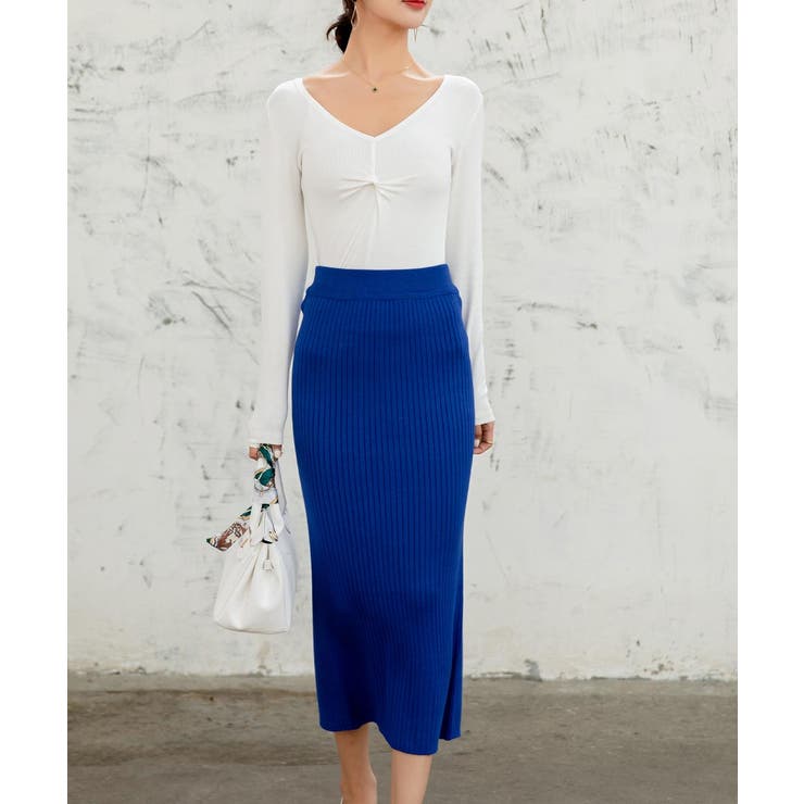 ハイウエスト上品リブニットスカート | maison de LATIR | 詳細画像22 