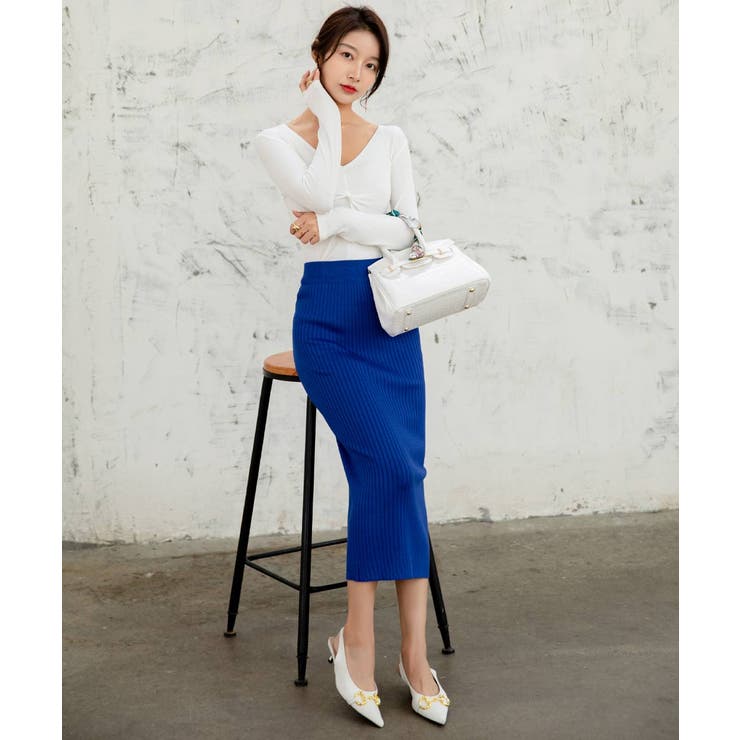 ハイウエスト上品リブニットスカート | maison de LATIR | 詳細画像23 