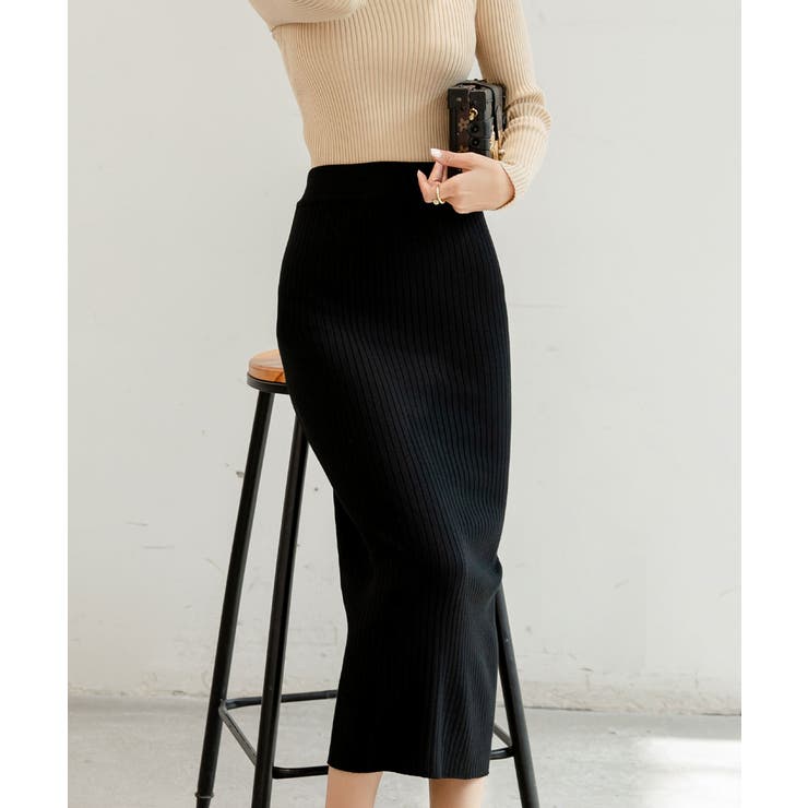 ハイウエスト上品リブニットスカート | maison de LATIR | 詳細画像29 