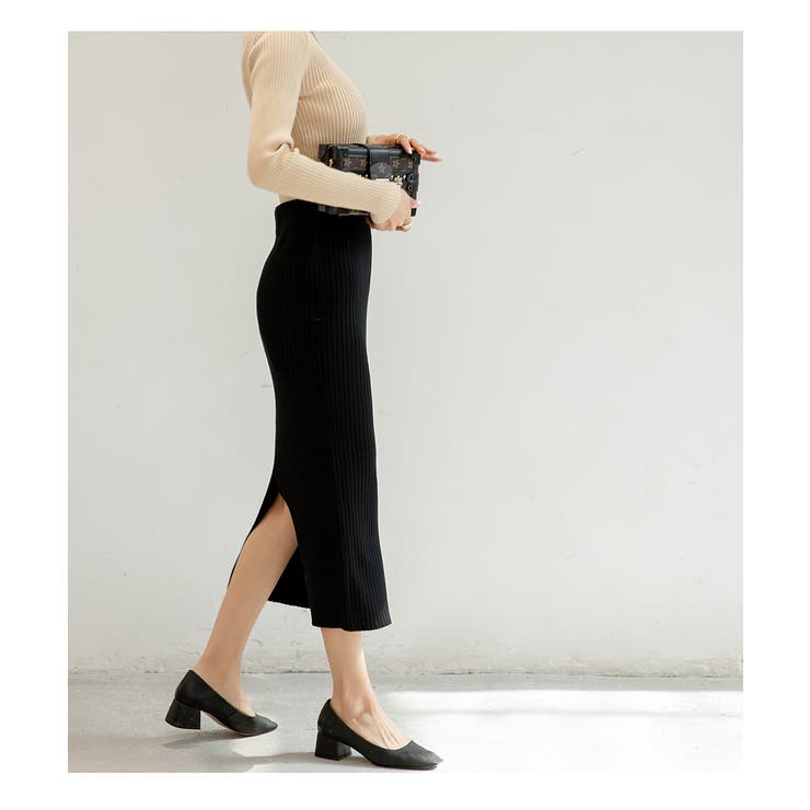 ハイウエスト上品リブニットスカート | maison de LATIR | 詳細画像30 