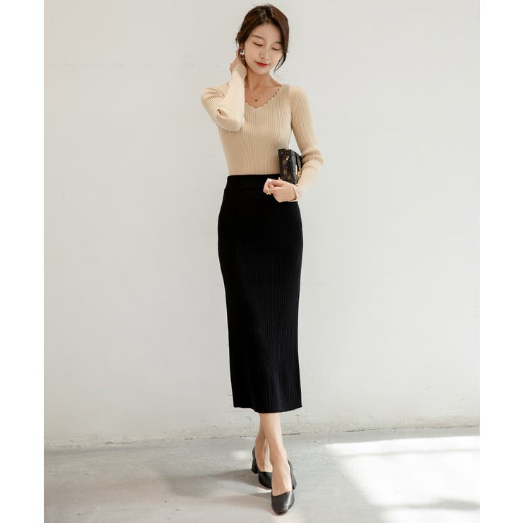 ハイウエスト上品リブニットスカート | maison de LATIR | 詳細画像31 