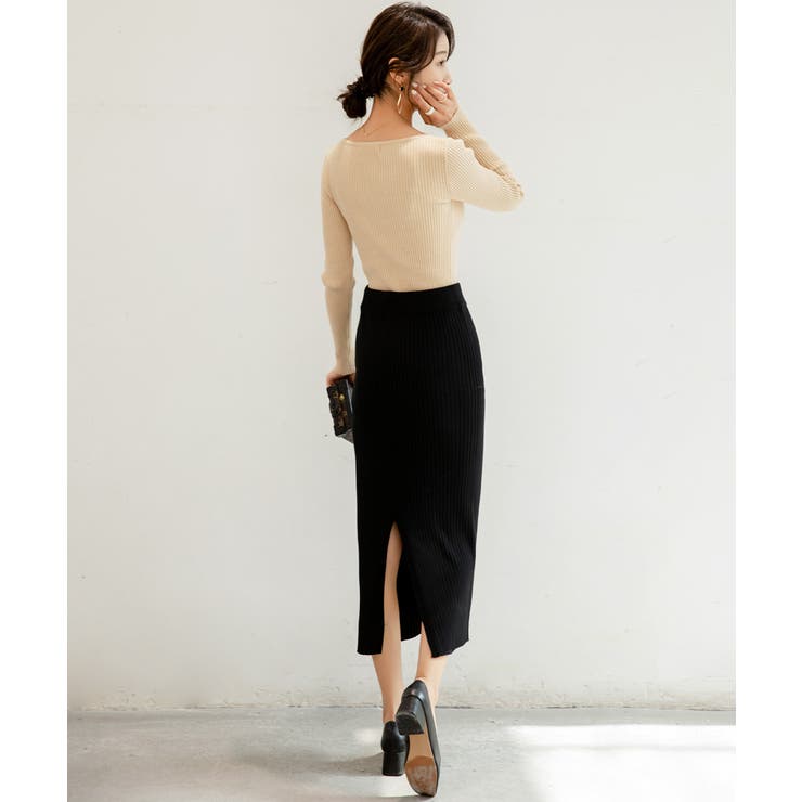 ハイウエスト上品リブニットスカート | maison de LATIR | 詳細画像32 