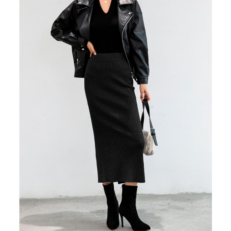 ハイウエスト上品リブニットスカート | maison de LATIR | 詳細画像47 