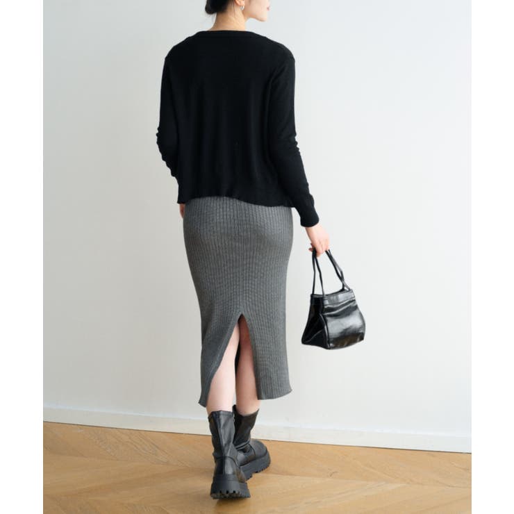 ハイウエスト上品リブニットスカート | maison de LATIR | 詳細画像50 