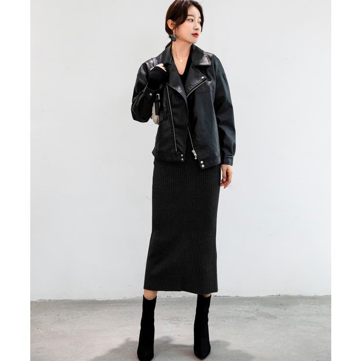 ハイウエスト上品リブニットスカート | maison de LATIR | 詳細画像8 