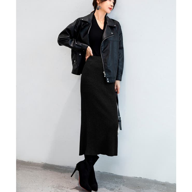 ハイウエスト上品リブニットスカート | maison de LATIR | 詳細画像9 