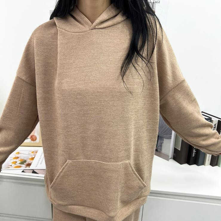 カジュアルにラフな着心地セットアップ  セットアップ パンツ トップス フード付き 無地 カジュアル ゆったり 部屋着 無地 ワイドパンツ ルームウェア パジャマ カジュアルにラフな着心地セットアップ レディース セットアップ