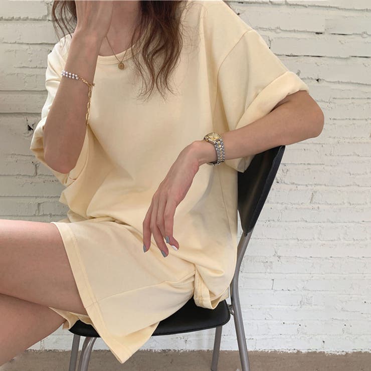 イエロー | これ1つで大人カジュアルが叶う！カットソーサマーセットアップ シンプル 無地 | maison de LATIR