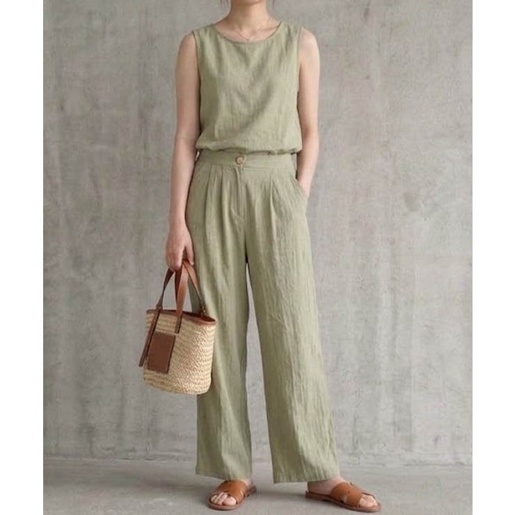 【セットアップ】大人の涼感ワッシャー素材リネンライクワイドパンツ夏服セットアップ | maison de LATIR | 詳細画像12 
