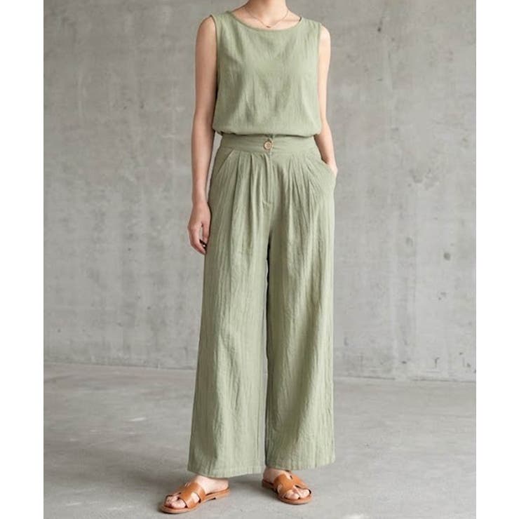 【セットアップ】大人の涼感ワッシャー素材リネンライクワイドパンツ夏服セットアップ | maison de LATIR | 詳細画像13 