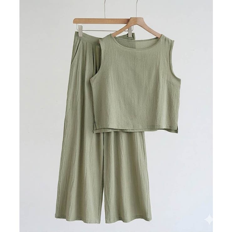 【セットアップ】大人の涼感ワッシャー素材リネンライクワイドパンツ夏服セットアップ | maison de LATIR | 詳細画像14 