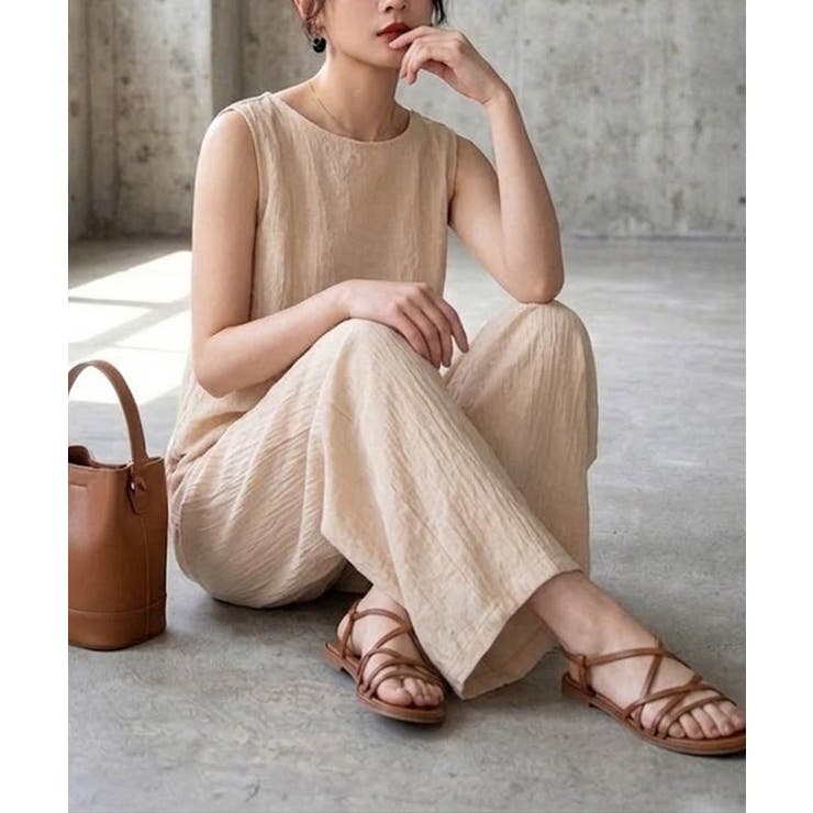 【セットアップ】大人の涼感ワッシャー素材リネンライクワイドパンツ夏服セットアップ | maison de LATIR | 詳細画像7 
