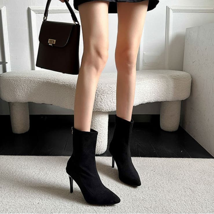 上品シルエット。ピンヒールレッドソール美脚ショートブーツ オフィスカジュアル 大人 | maison de LATIR | 詳細画像6 