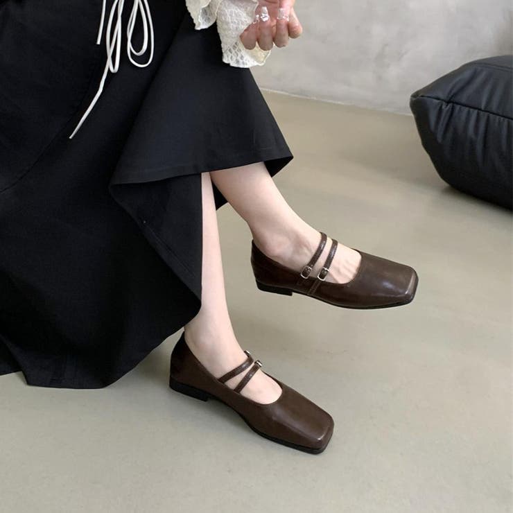 【ルタロン】 極美品　スクエア メリージェーン バイカラー 22.5 パンプス セール】スクエア ダブルメリージェーンパンプス（パンプス