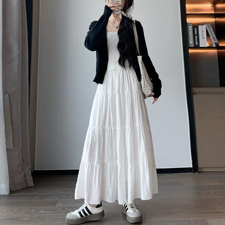 春夏は軽やかに揺れるのが可愛い。ボリューム切り替えエアリーAラインティアードロン… | maison de LATIR | 詳細画像11 