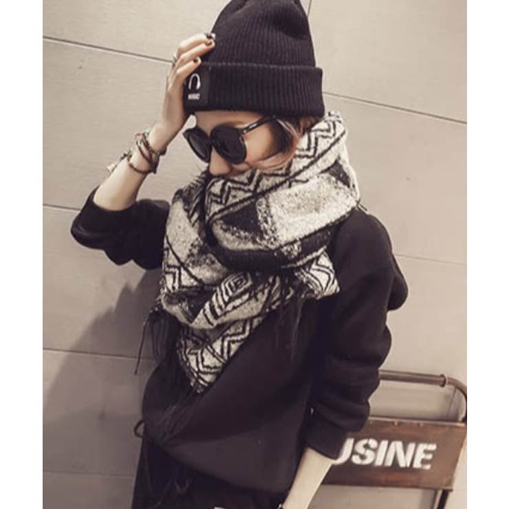 ブラック | 幾何学模様 ストール ストール | maison de LATIR