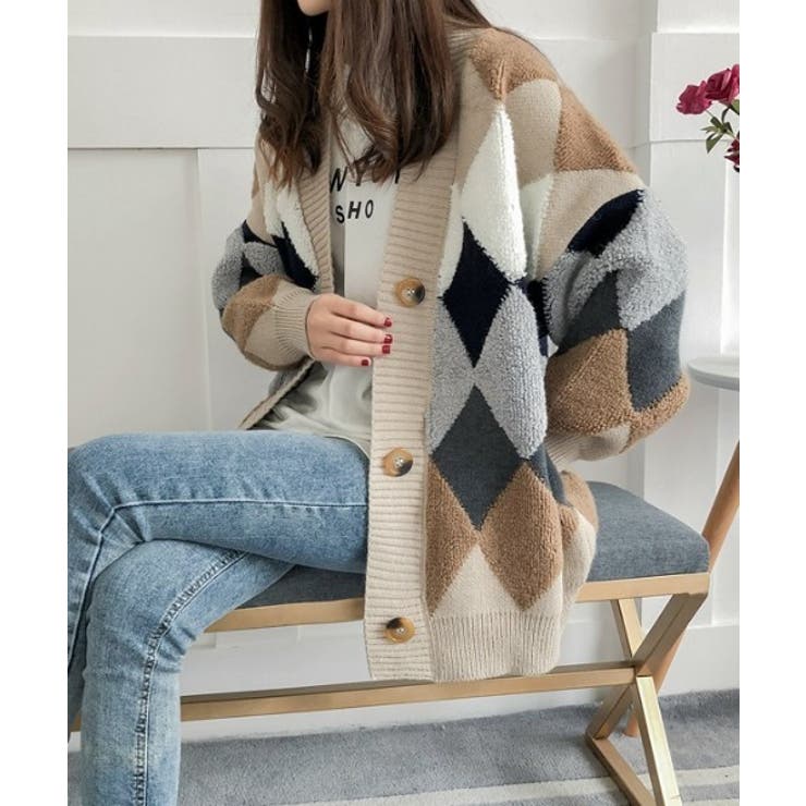 カーディガン アーガイル ダイヤ | maison de LATIR | 詳細画像4 