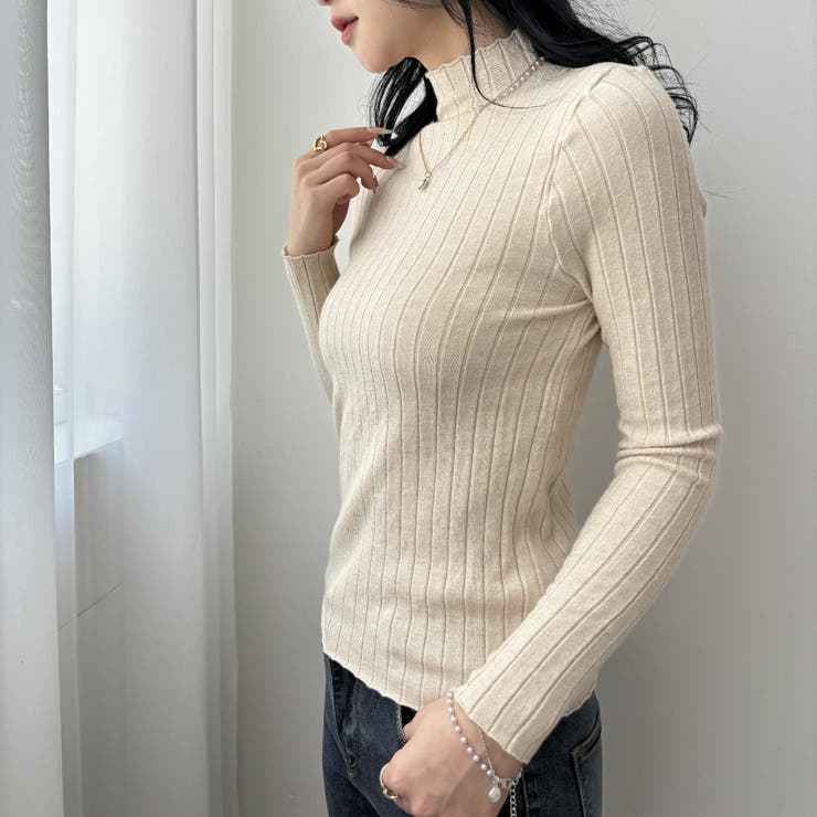 10カラー。大人かわいいハイネックリブニット。コーディネートのアクセントにも、１… | maison de LATIR | 詳細画像52 