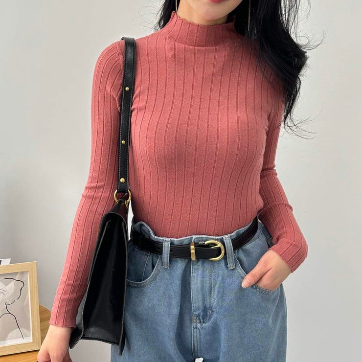 10カラー。大人かわいいハイネックリブニット。コーディネートのアクセントにも、１… | maison de LATIR | 詳細画像86 