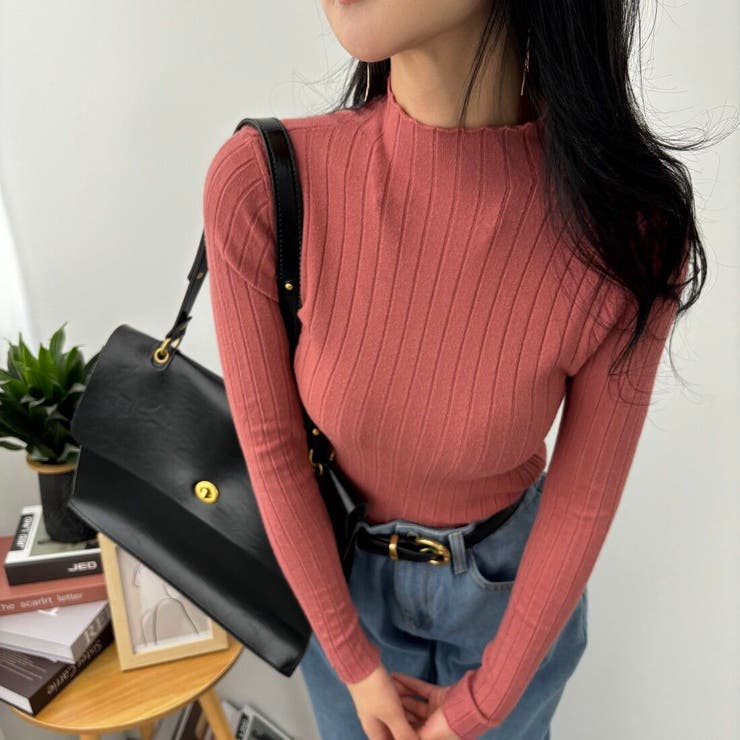 10カラー。大人かわいいハイネックリブニット。コーディネートのアクセントにも、１… | maison de LATIR | 詳細画像87 