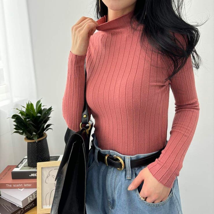 10カラー。大人かわいいハイネックリブニット。コーディネートのアクセントにも、１… | maison de LATIR | 詳細画像88 